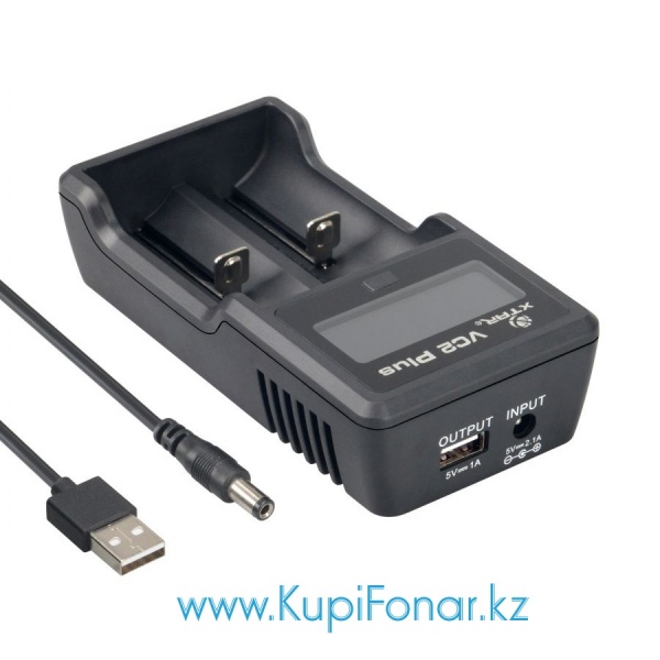 Универсальное зарядное устройство XTAR VC2 Plus Master USB на 2 аккумулятора Li-ion/Ni-MH с питанием от порта USB + POWERBANK