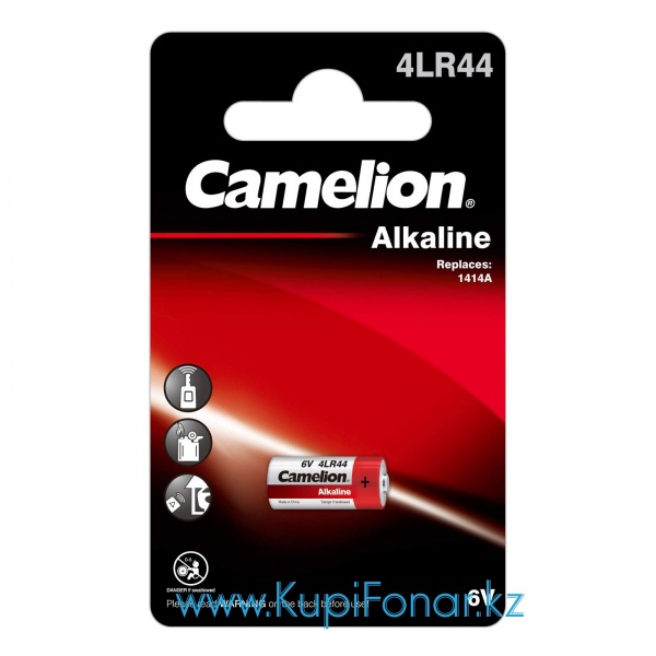 Элемент питания щелочной Camelion 4LR44 6В, 1шт в блистере (4LR44-BP1C)