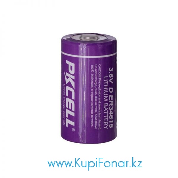 Элемент питания литиевый PKCell ER34615 (D), 19000 мАч, 3.6 В, LiSOCl4