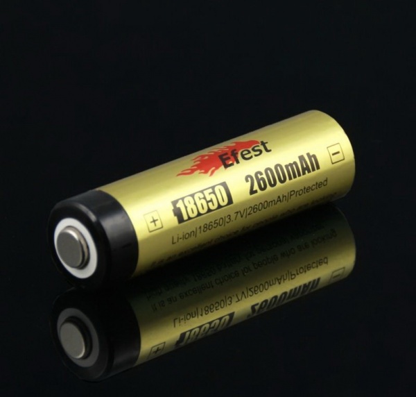 Аккумулятор 18650 Efest 2600 mah, 3,7V, Li-ion (с встроенной платой PCB 2,5/4,25 В)