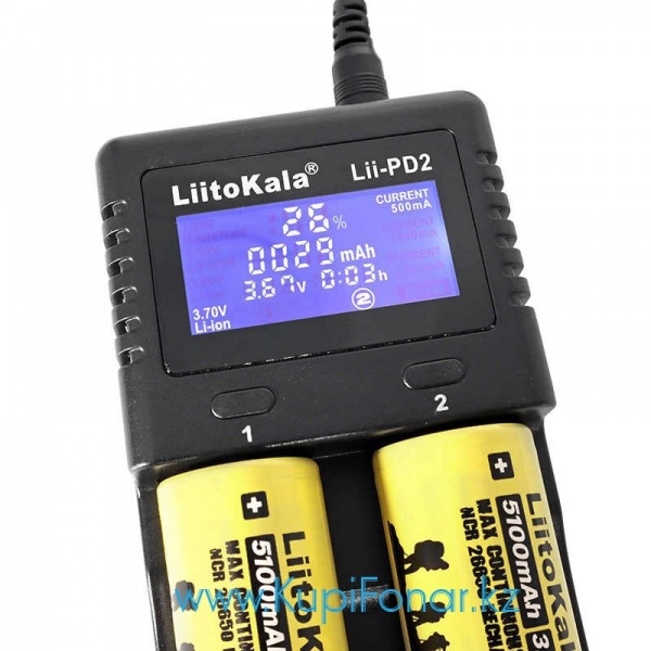 Универсальное зарядное устройство LiitoKala Lii-PD2 на 2 аккумулятора Li- ion/LiFePO4/Ni-MH, LCD