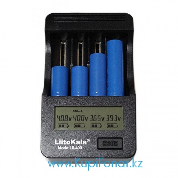 Универсальное зарядное устройство LiitoKala Lii-400 на 4 аккумулятора Li-ion/Ni-MH, LCD, функция POWERBANK
