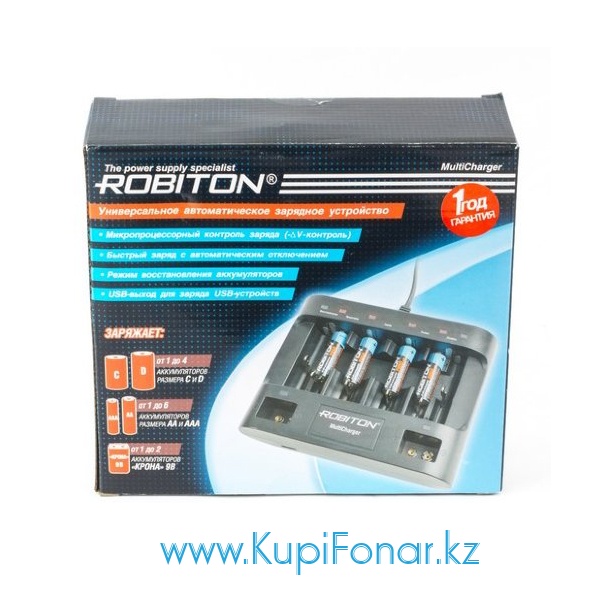Зарядное устройство Robiton MultiCharger на 6 аккумуляторов AA/AAA, 4 аккумулятора C/D и 2 аккмулятора Крона