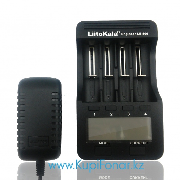 Универсальное зарядное устройство LiitoKala Lii-500 на 4 аккумулятора Li-ion/Ni-MH, LCD, функция POWERBANK