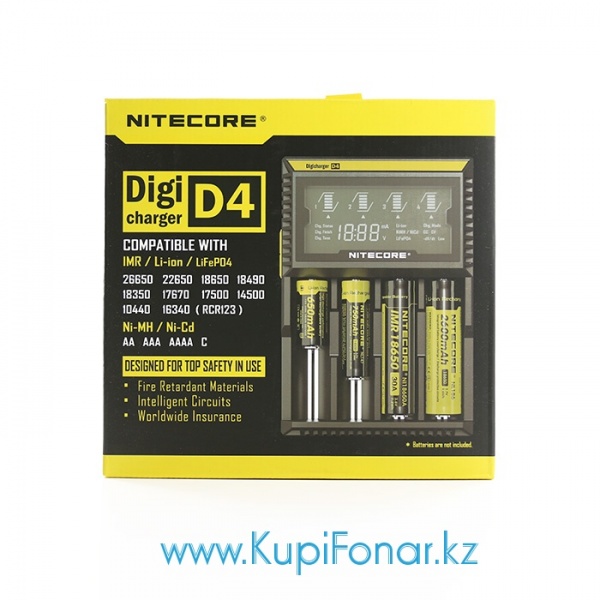 Универсальное зарядное устройство NiteCore Digicharger D4 на 4 аккумулятора, с LCD дисплеем