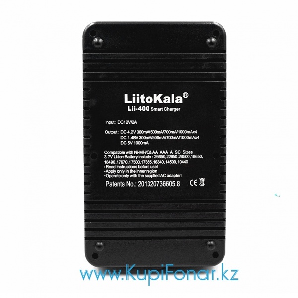 Универсальное зарядное устройство LiitoKala Lii-400 на 4 аккумулятора Li-ion/Ni-MH, LCD, функция POWERBANK