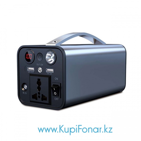 Портативный аккумулятор LiitoKala G004-018 (OKD 180) (Solar Generator), 45 Ач, 3,7В, 180 Вт, 2xUSB, 1x12В, 1x220В, вход 15В, с фонариком, серебристый