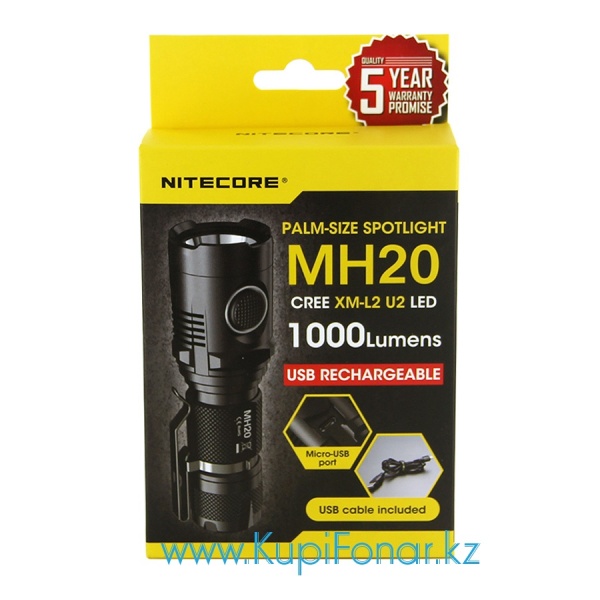 Фонарь Nitecore MH20, CREE XM-L2 U2, 1000 лм, 1x18650/2xCR123, USB, холодный белый