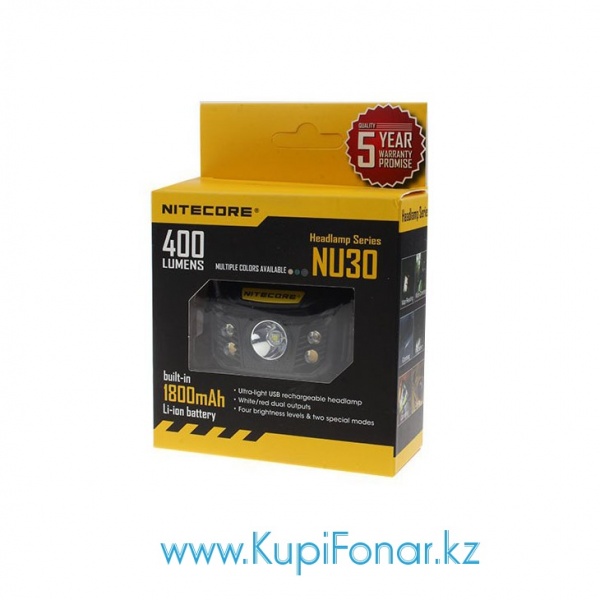 Фонарь налобный Nitecore NU30, CREE XP-G2 S3, 400 лм, 1800мАч, USB