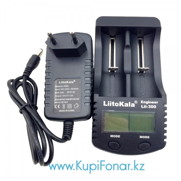 Универсальное зарядное устройство LiitoKala Lii-300 на 2 аккумулятора Li-ion/Ni-MH, LCD, функция POWERBANK