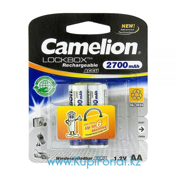 Аккумулятор NiMH Camelion Lockbox АА/HR6 2700мАч, 2шт в блистере (NH-AA2700LBP2)