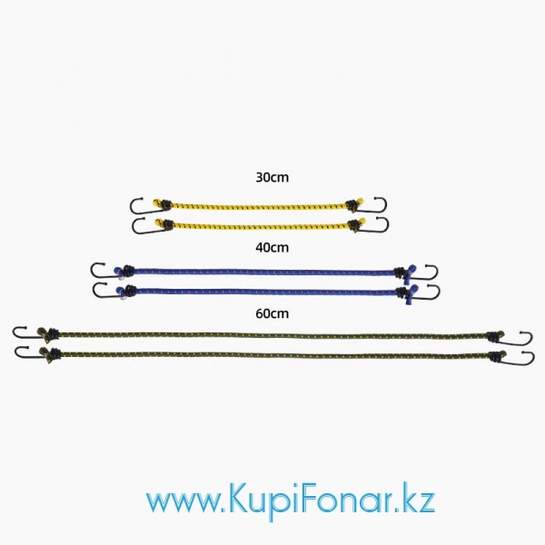 Набор эластичных верёвок CLS STRETCH CORD 6P, 6 предметов, толщина 6,5 мм, с крючками, мультиколор