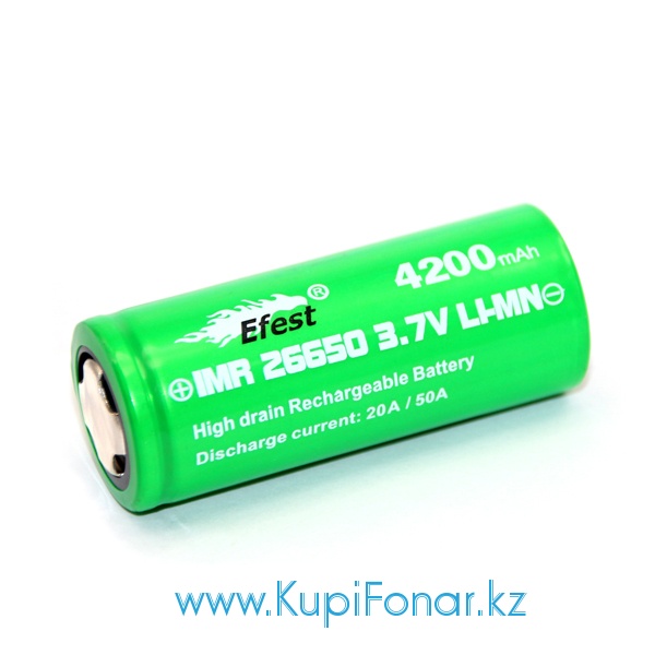 Аккумулятор Efest Green IMR 4200 mah (26650), 3,7V, Li-Mn