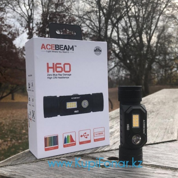 Налобный фонарь Acebeam H60, Osram LED + Sunlike CRI>97 LED, 570 лм, 1x18650, USB