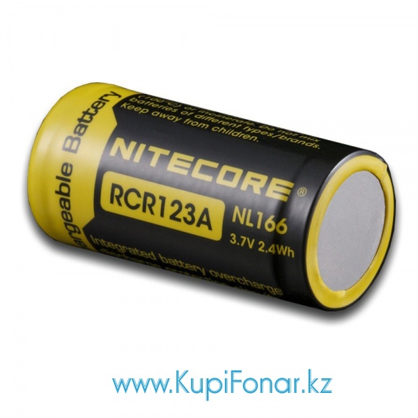 Аккумулятор 16340 Nitecore 650 мАч (NL166), 3,7V, Li-ion, защита PCB