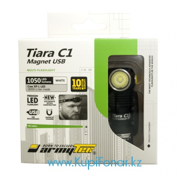 Фонарь Armytek Tiara C1 Pro Magnet USB+18350, XP-L, 980 лм, 1xCR123A/18350, теплый белый