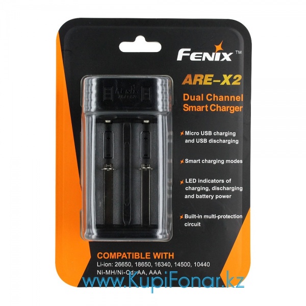 Универсальное зарядное устройство Fenix ARE-X2 на 2 аккумулятора Li-ion/Ni-MH, USB, PowerBank