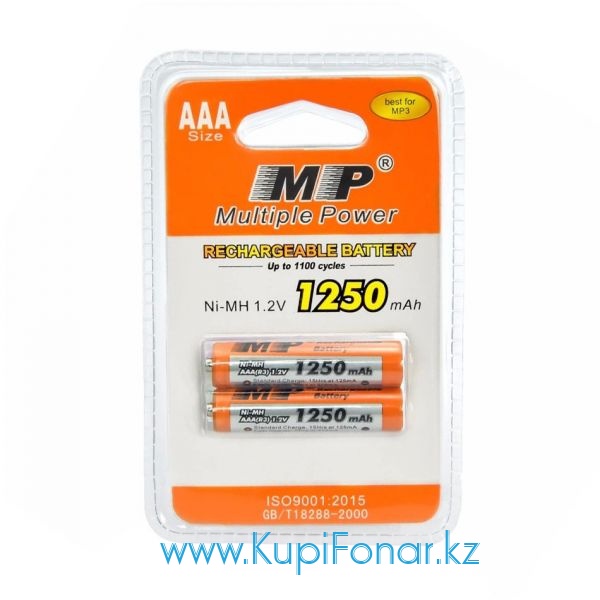 Аккумулятор NiMH Multiple Power (MP) AAA/HR03 1250мАч, 2шт в блистере (MP-AAA1250-BP2)
