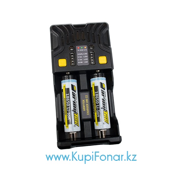 Универсальное зарядное устройство Armytek Uni C2 на 2 аккумулятор с питанием от сети 220В/12В
