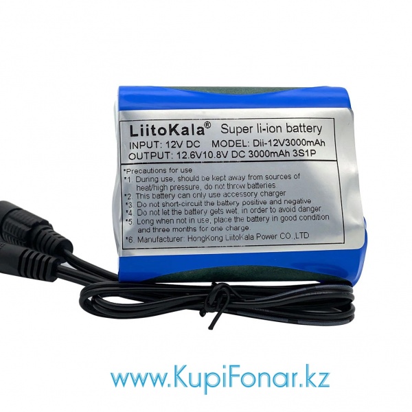 Аккумуляторный блок LiitoKala Dii-12V3000 (18650-3S1P) 3000 мАч, 10.8/12.6 В, Li-ion