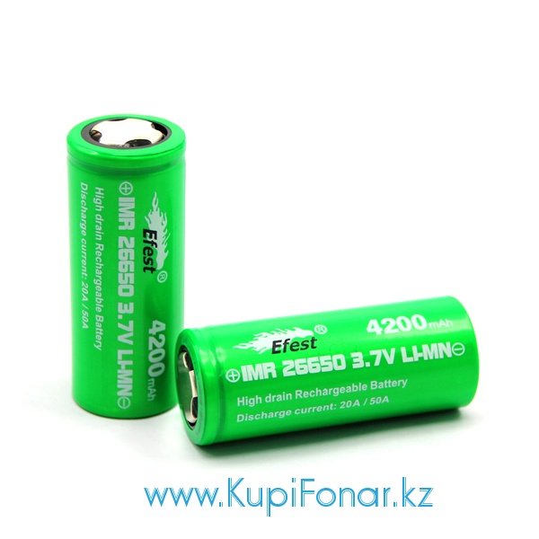Аккумулятор Efest Green IMR 4200 mah (26650), 3,7V, Li-Mn